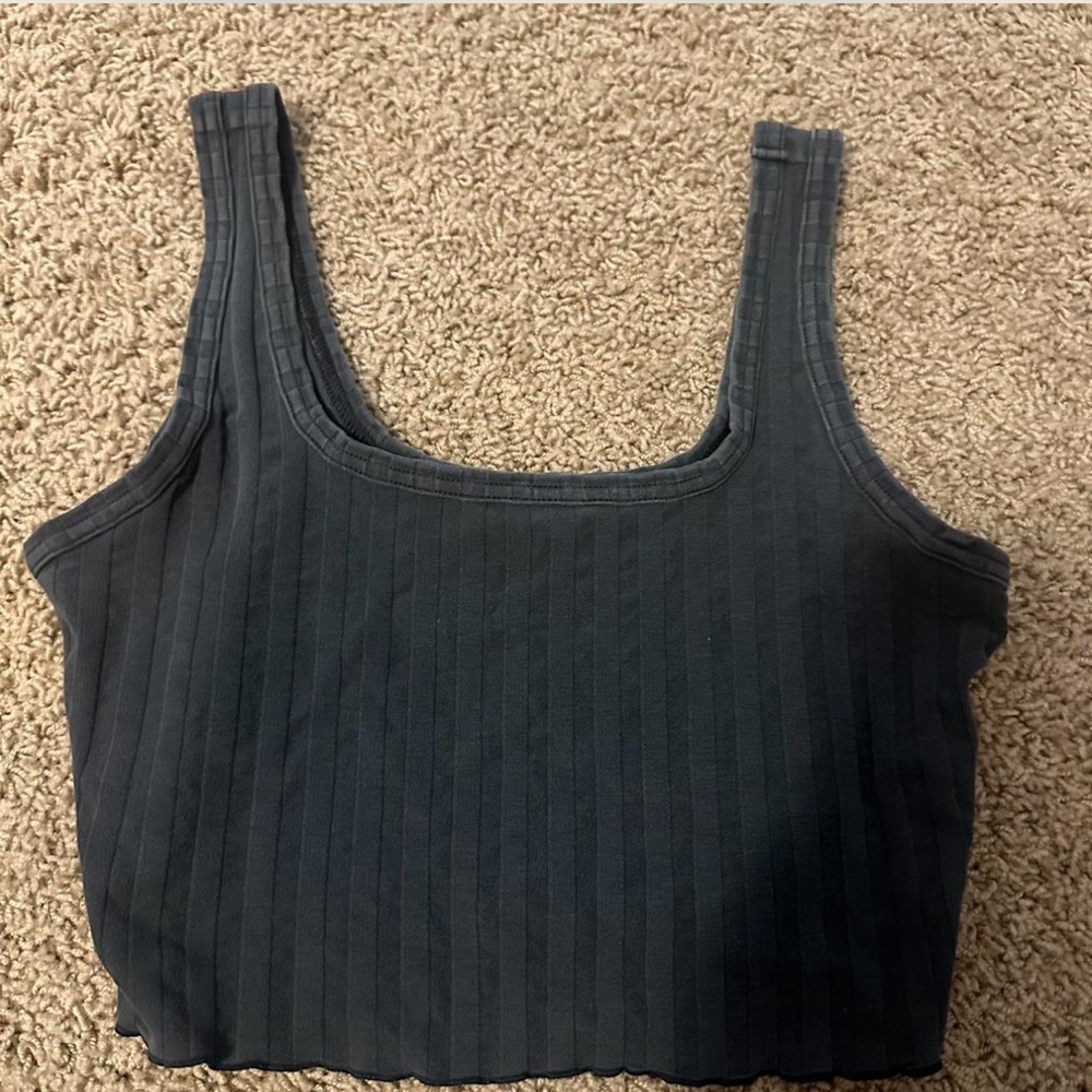 Aerie Black Ribbed Crop Top